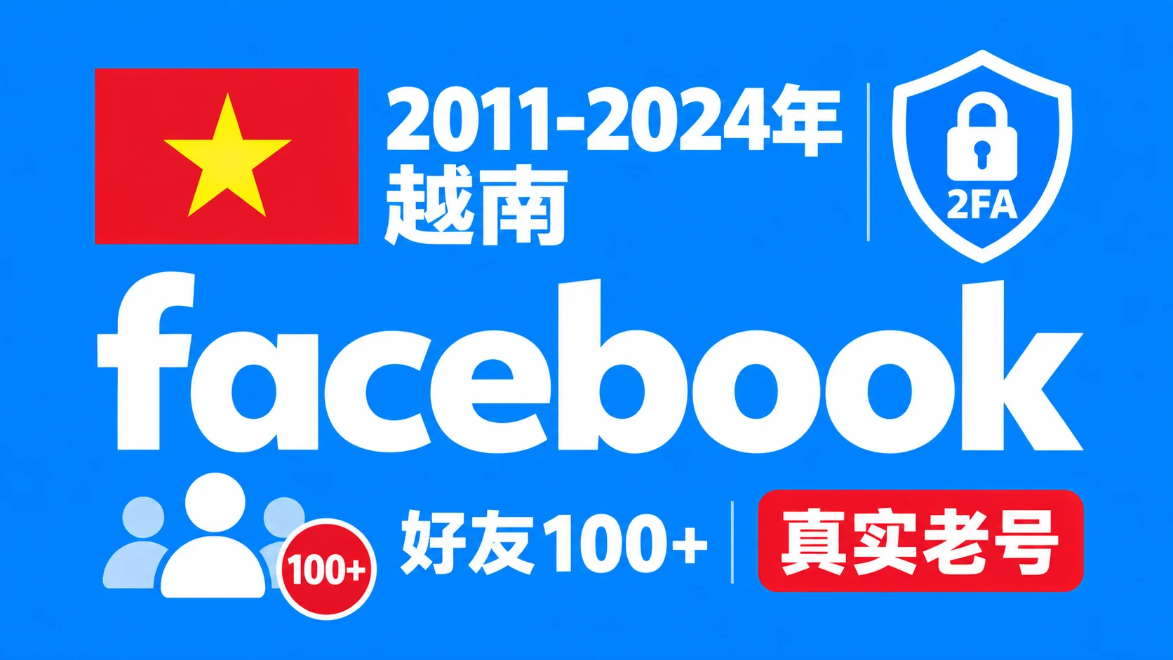 2011-2024年越南好友100+带2FA的Facebook脸书真实老号|自动发货
